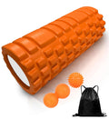 Foam Roller 4in1 Set Includes Hollow Core Massage Roller,Peanut Ball,Spiky Ball,Storage Bag,for Deep Tissue Massage, Pain Relief of Back, Legs, Exercise(OVTSPO 4 in 1) (Black)