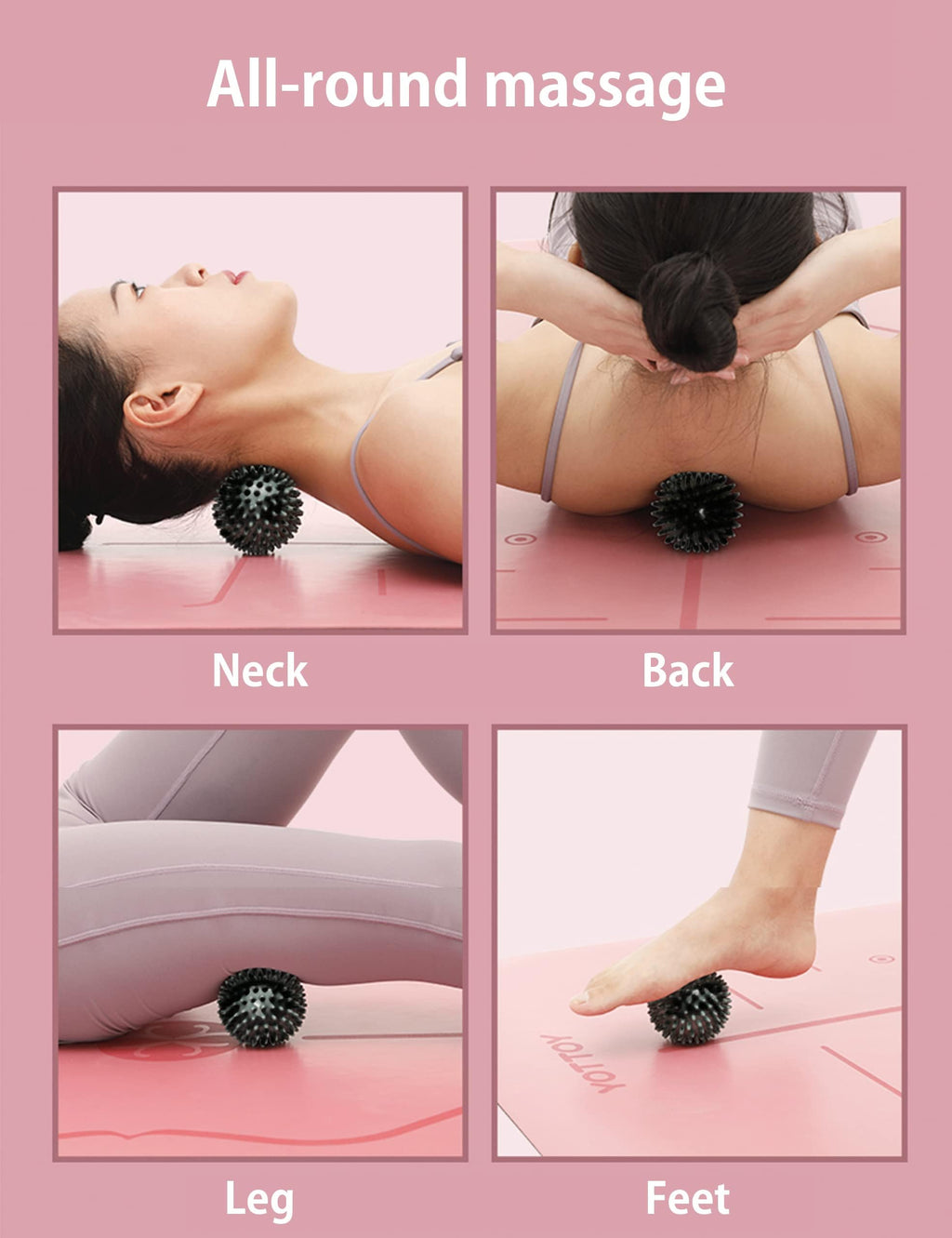 Foam Roller 4in1 Set Includes Hollow Core Massage Roller,Peanut Ball,Spiky Ball,Storage Bag,for Deep Tissue Massage, Pain Relief of Back, Legs, Exercise(OVTSPO 4 in 1) (Black)