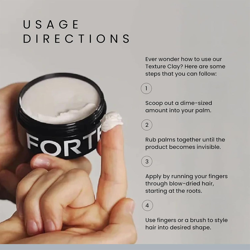 Hair Clay for Men by Forte Series | Extreme Hold Men's Hair Clay | Matte Clay with Natural Ingredients to Add Texture, Volume and Definition to Thick/Coarse Hair | Premium Men's Hair Styling Products