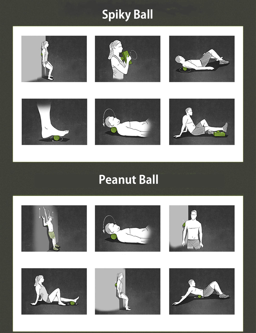 Foam Roller 4in1 Set Includes Hollow Core Massage Roller,Peanut Ball,Spiky Ball,Storage Bag,for Deep Tissue Massage, Pain Relief of Back, Legs, Exercise(OVTSPO 4 in 1) (Black)