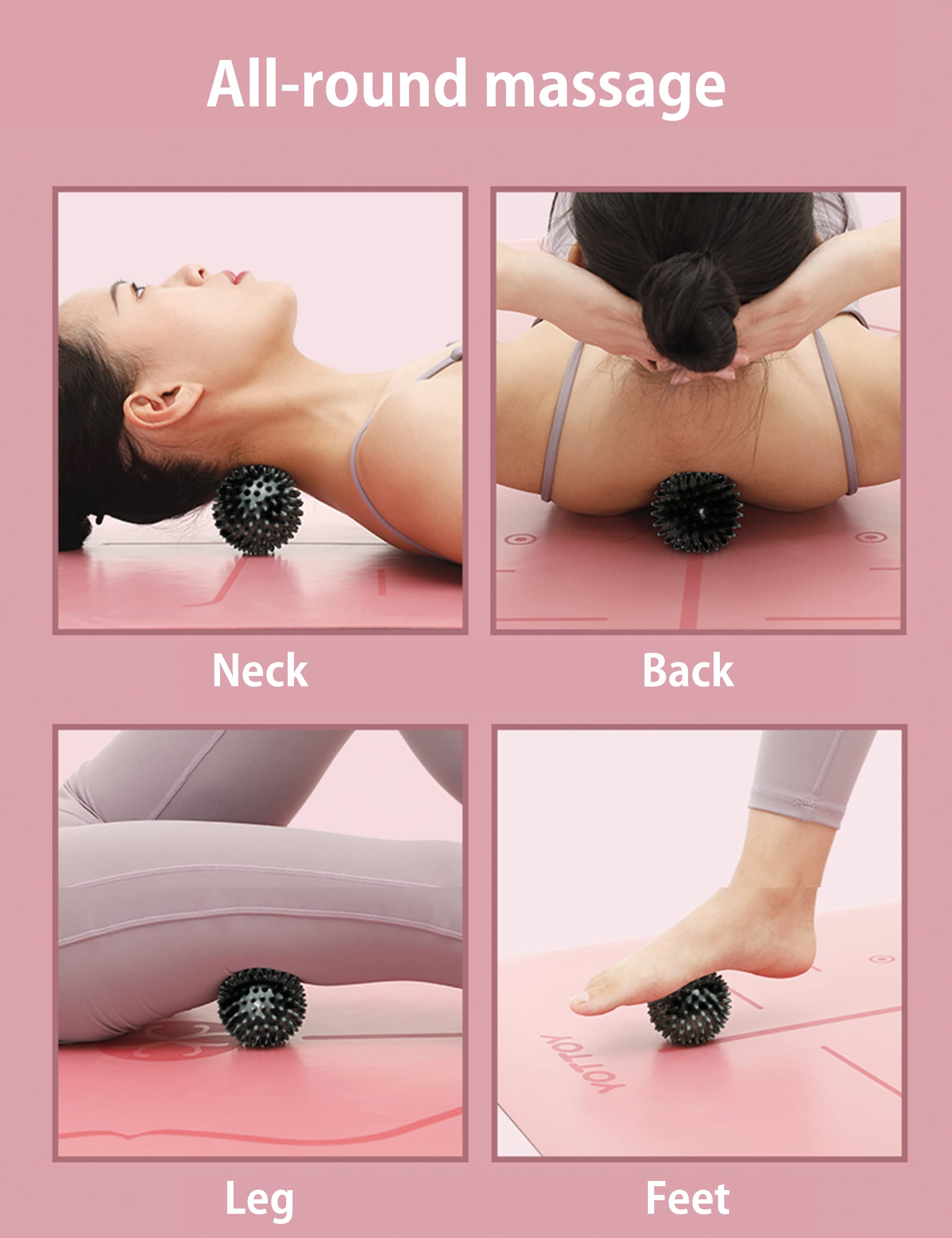 Foam Roller 4in1 Set Includes Hollow Core Massage Roller,Peanut Ball,Spiky Ball,Storage Bag,for Deep Tissue Massage, Pain Relief of Back, Legs, Exercise(OVTSPO 4 in 1) (Black)