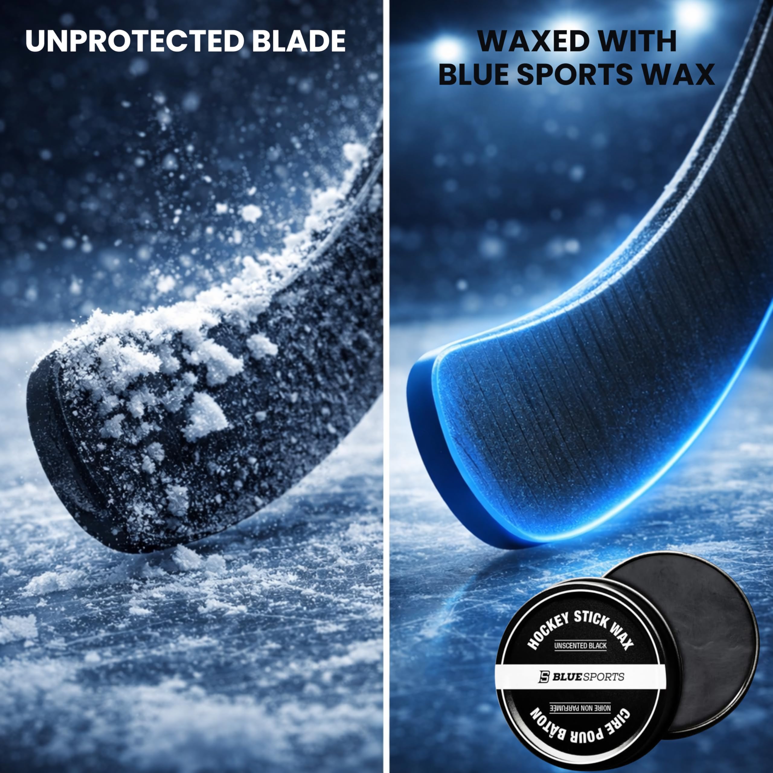 Hockey Stick Wax, Ultimate Grip & Snow Protection, Improves Puck Control, 2.8oz / 80g