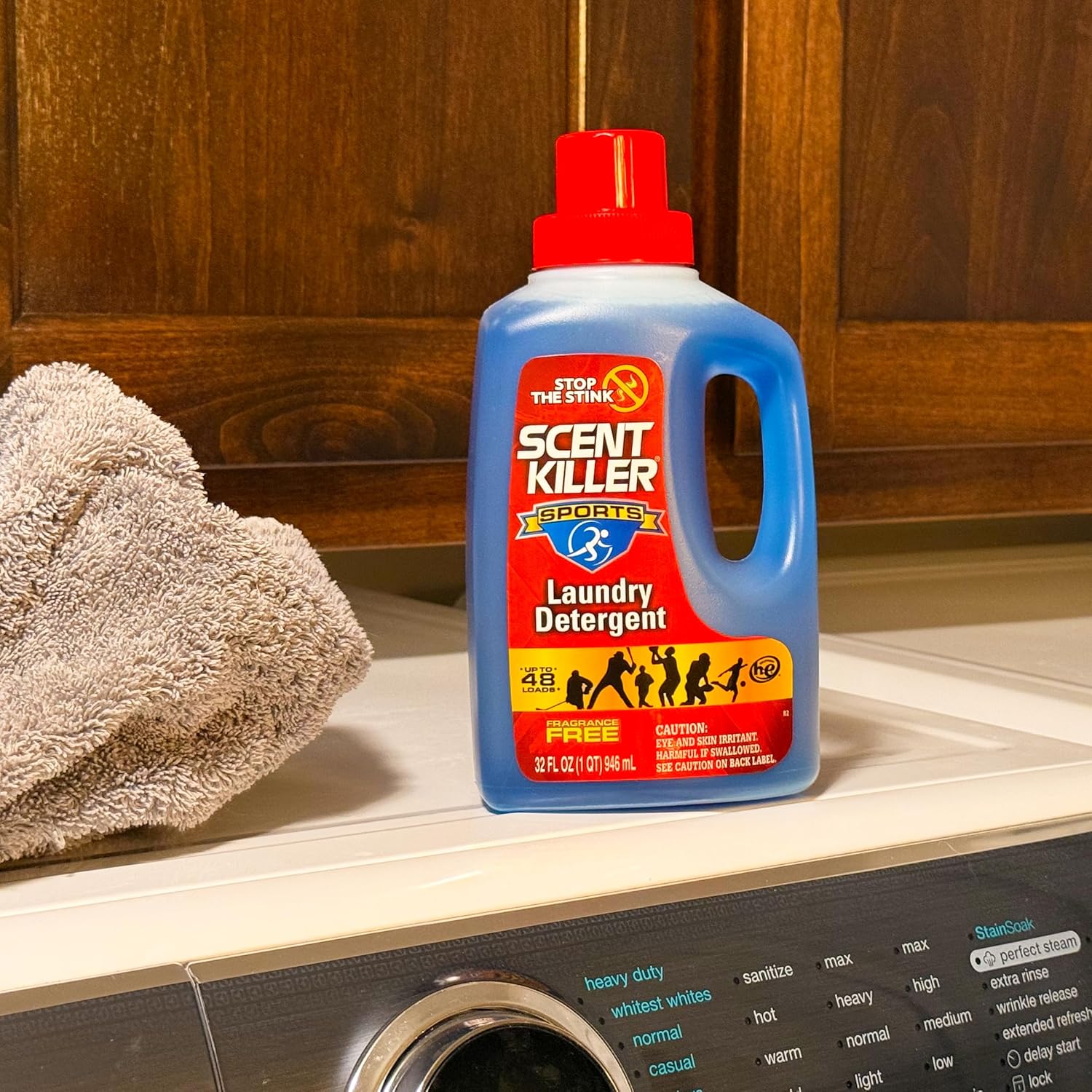 Scent Killer Sports Laundry Detergent for Smelly Clothes - Active Wear Laundry Detergent and Odor Eliminator - Deep Cleaning Sports Detergent for Activewear - Safe for HE and Standard Machines - 32 OZ