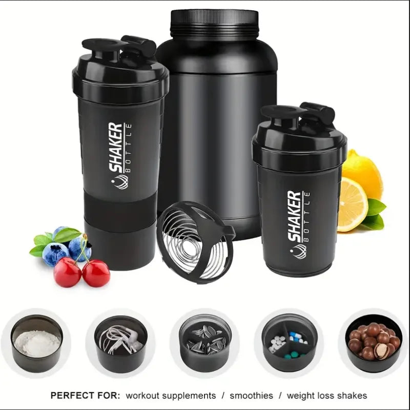 Power Shaker Bottle with added Supplement Containers included