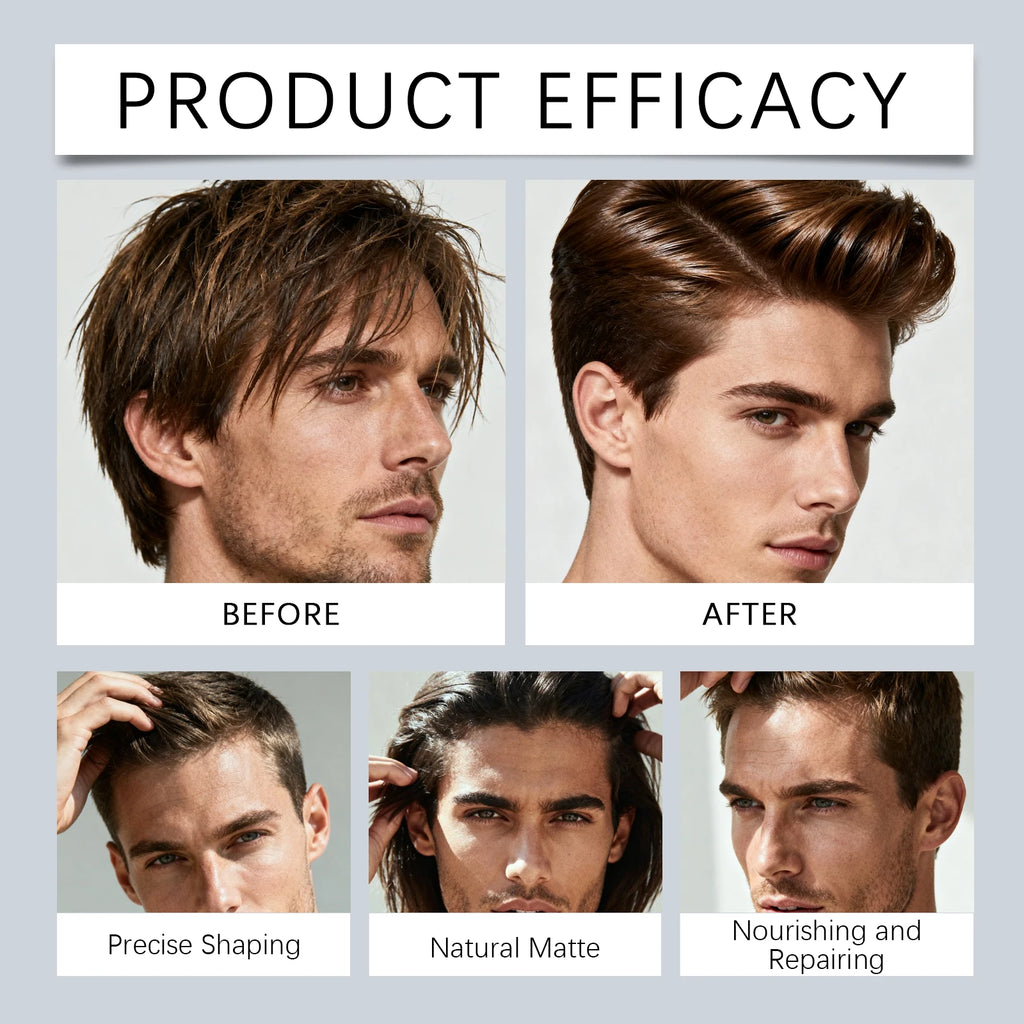 Hair Styling Pomade Mineral Oil White Beeswax Low Shine Strong Hold Non-Greasy Nourishing Smooth Frizz Control Matte Finish