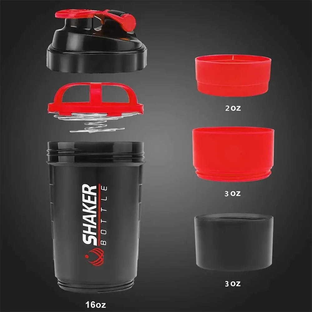 500ml Layered Protein Bottle Powder Shaker with Powder Storage Container