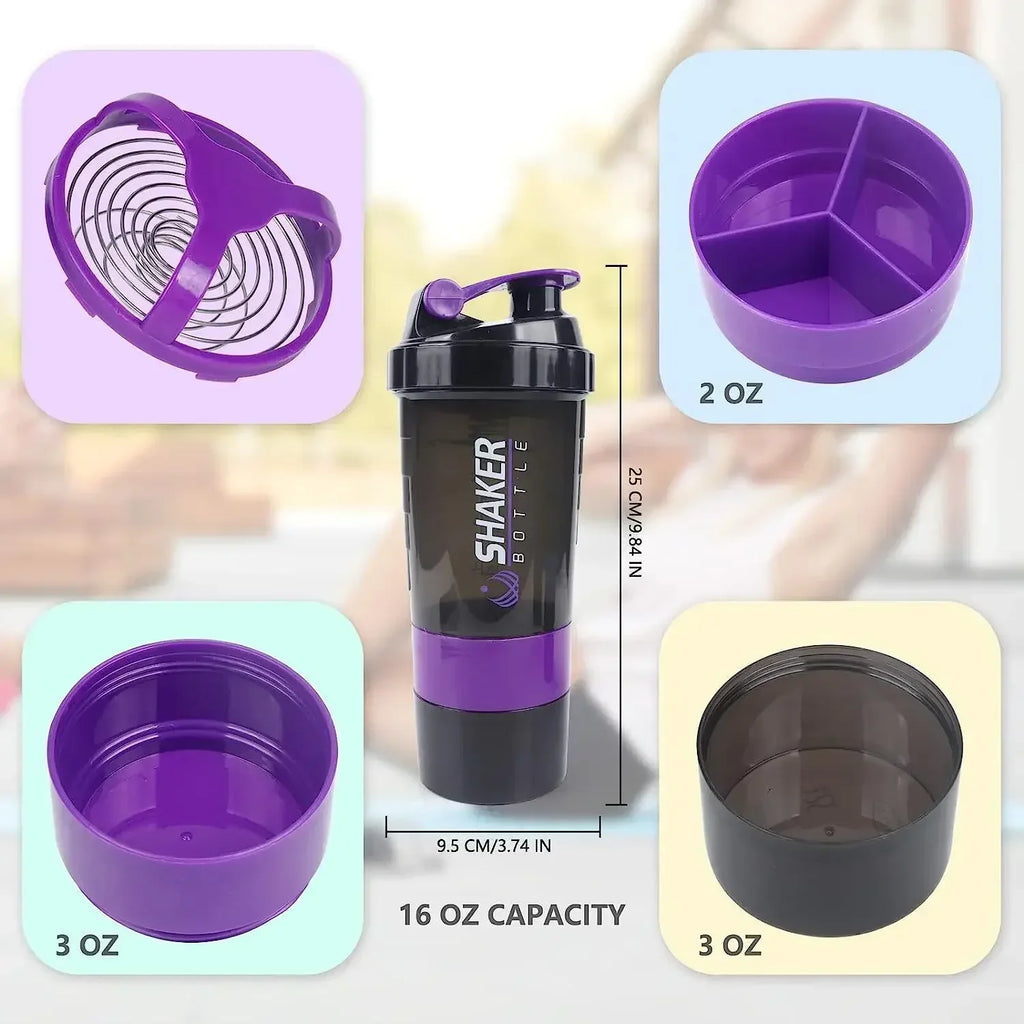 500ml Layered Protein Bottle Powder Shaker with Powder Storage Container