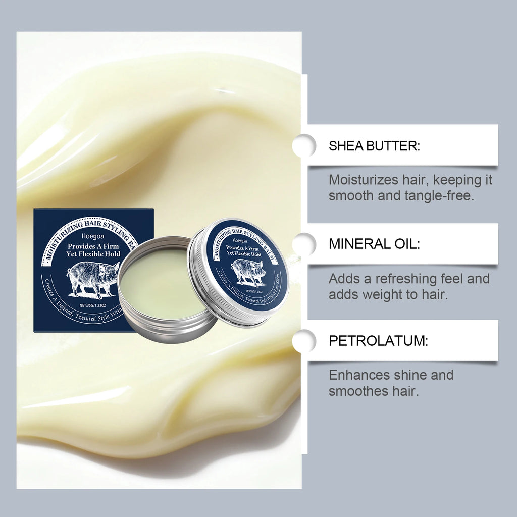Hair Styling Pomade Mineral Oil White Beeswax Low Shine Strong Hold Non-Greasy Nourishing Smooth Frizz Control Matte Finish
