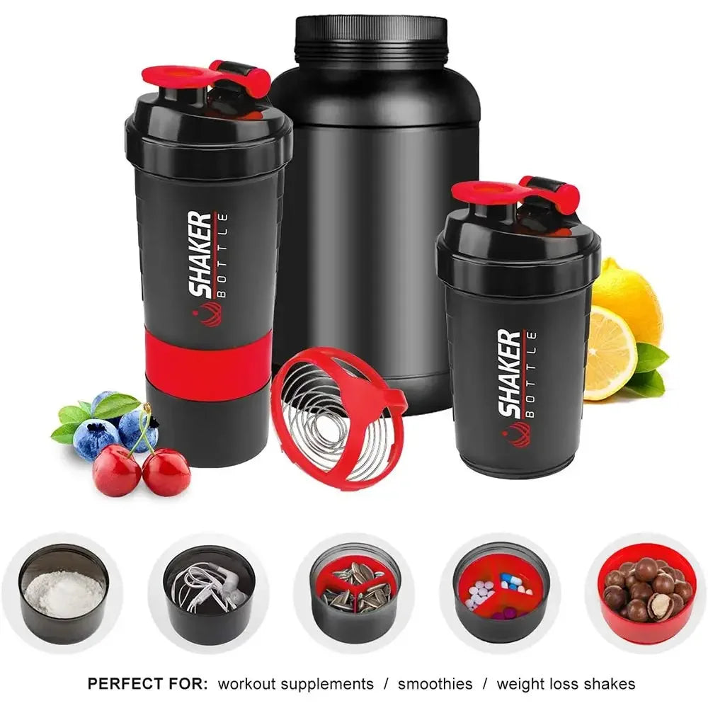500ml Layered Protein Bottle Powder Shaker with Powder Storage Container